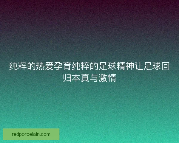 纯粹的热爱孕育纯粹的足球精神让足球回归本真与激情 纯粹的热爱孕育纯粹的足球精神让足球回归本真与激情